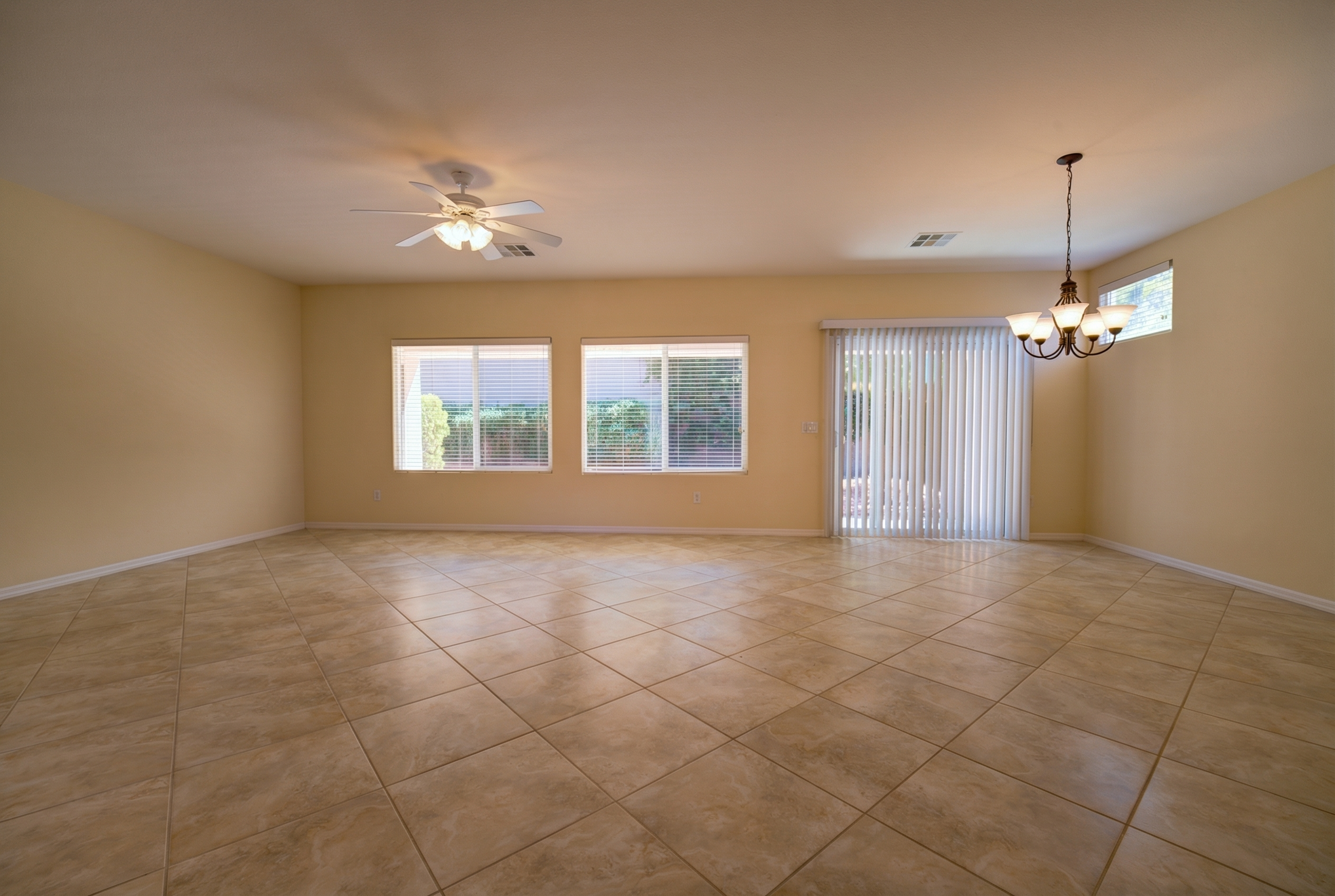 Living and dining with patio slider