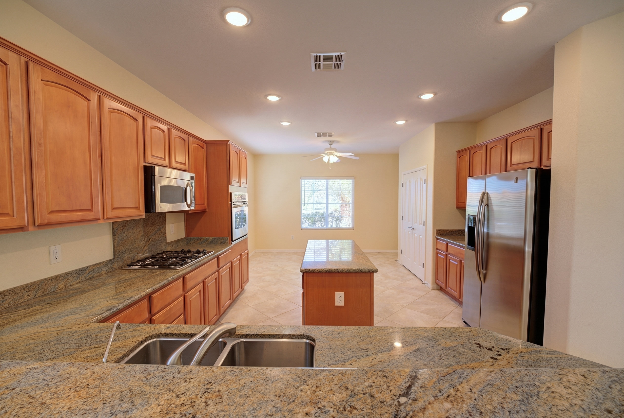 Kitchen long view with island