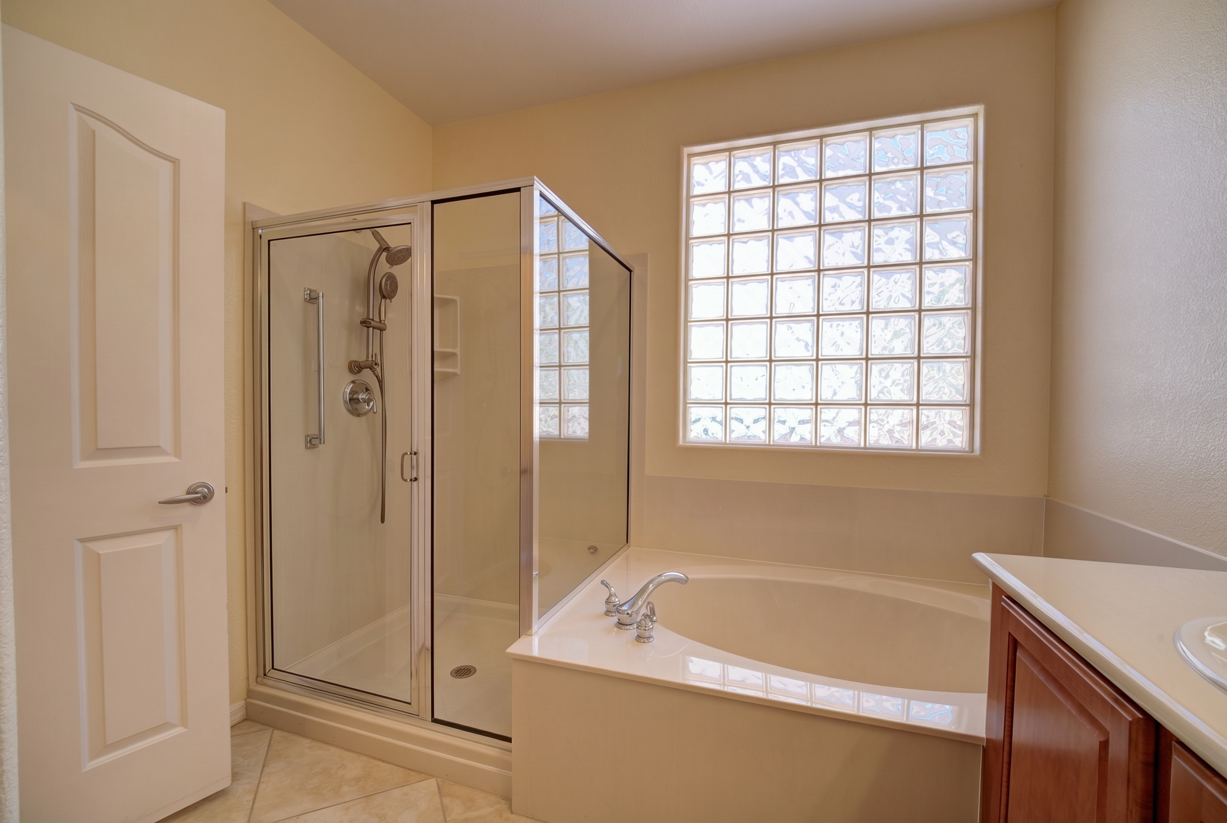 Primary bath shower and tub